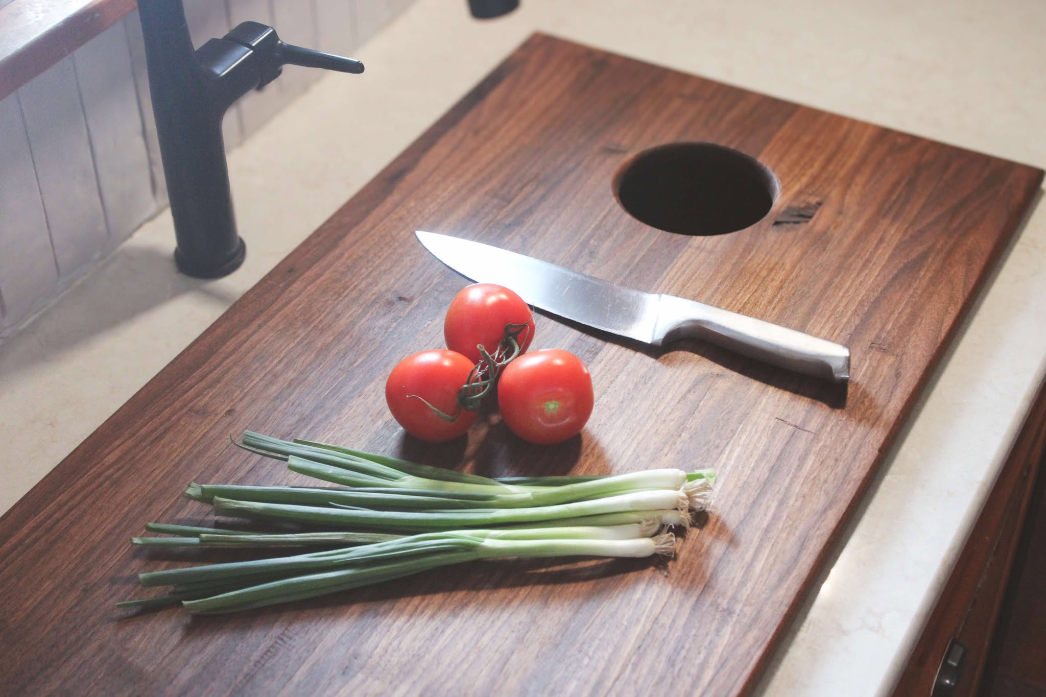 Walnut Sink Cover with Hole